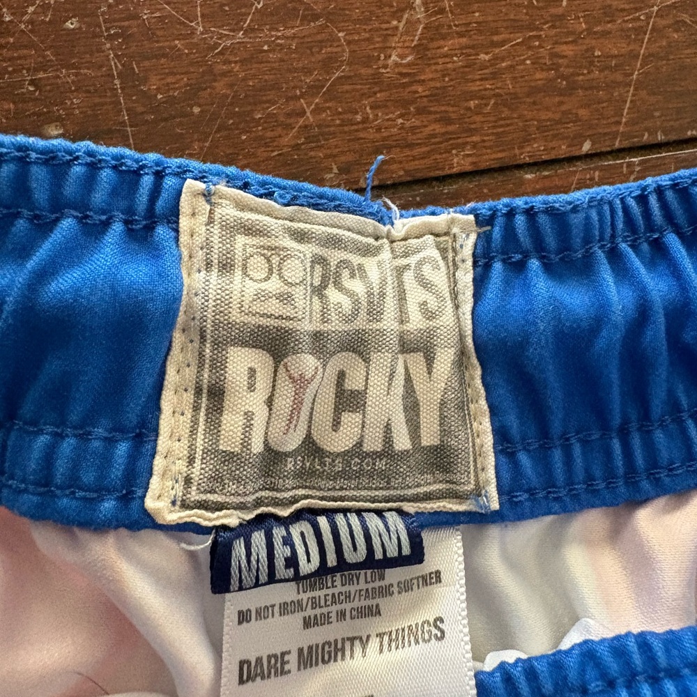 RSVLTS Blue and White Rocky Logo Swim Trunks - Picture 2 of 3